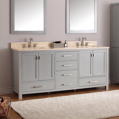 Bathroom Vanities with Tops - Bathroom Vanities: Beige Marble Bathroom